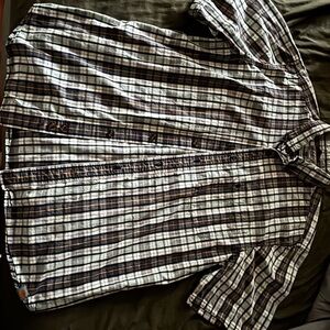 Men's Black and White Plaid Shirt